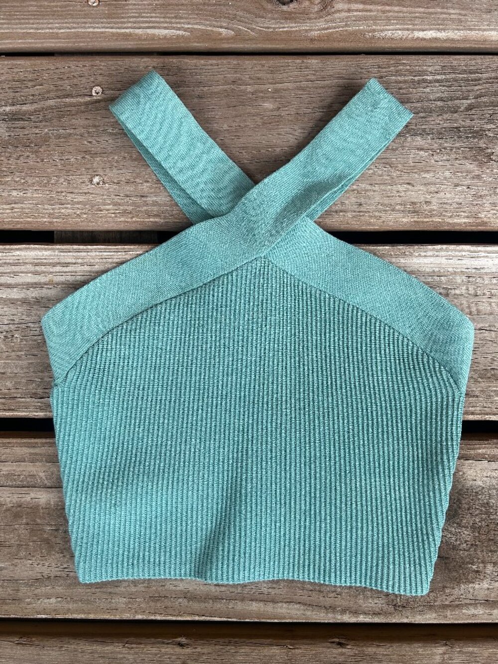 Aritzia Babaton Sculpt Knit Criss Cross Tank Teal Size S